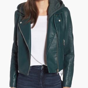 BLANK NYC moto jacket in evergreen